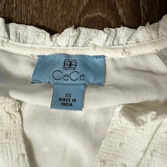 Cece Ruffled Clip-Dot Dress creamy White Size XS X-Small - Picture 4 of 5